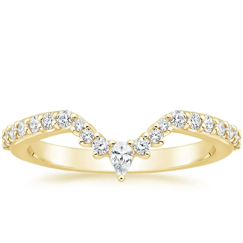 0.29CTW Luxe Lunette Diamond V Shape Wedding Band Ring - LR33