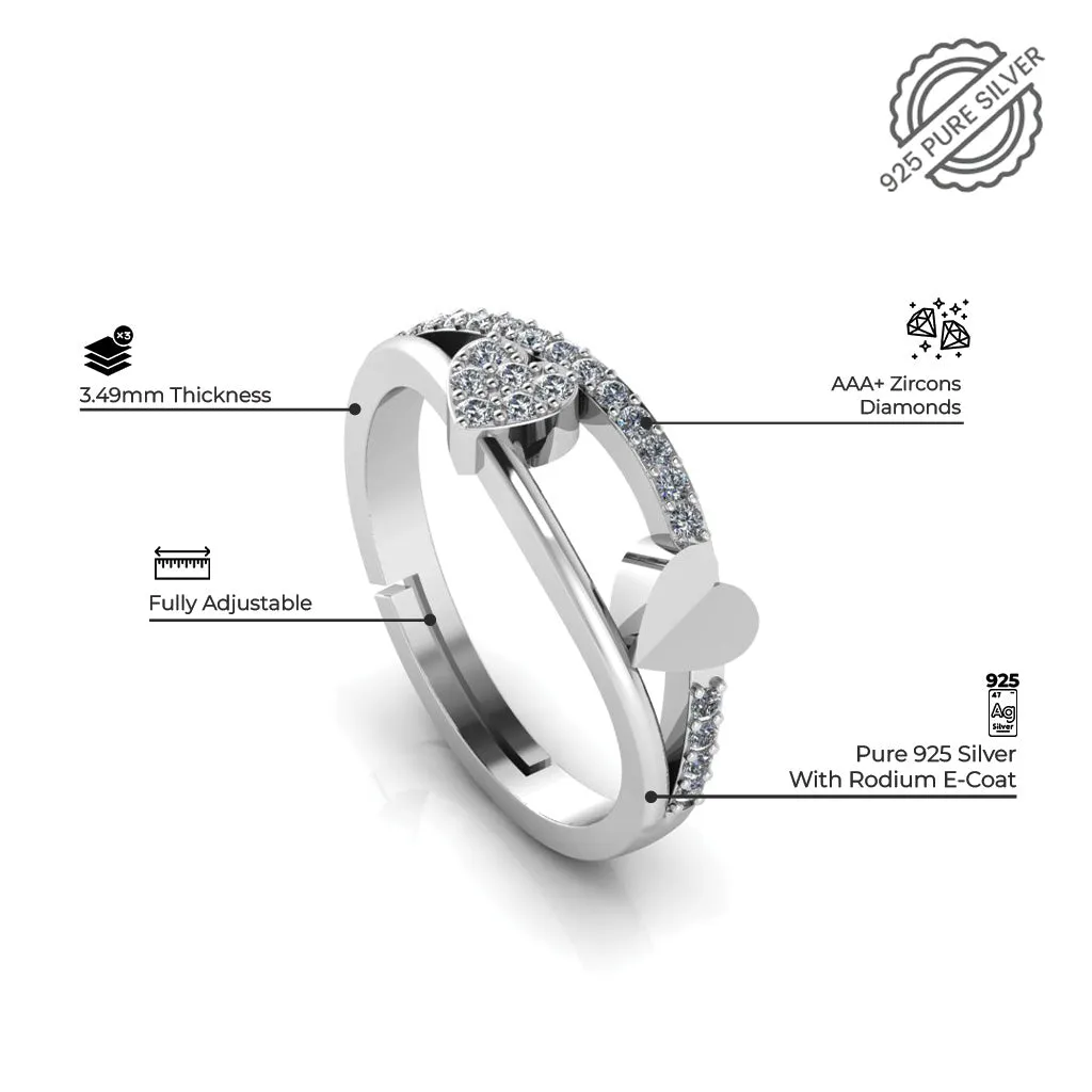 925 Pure Silver Zircon Celtic Knot Ring For Couple's