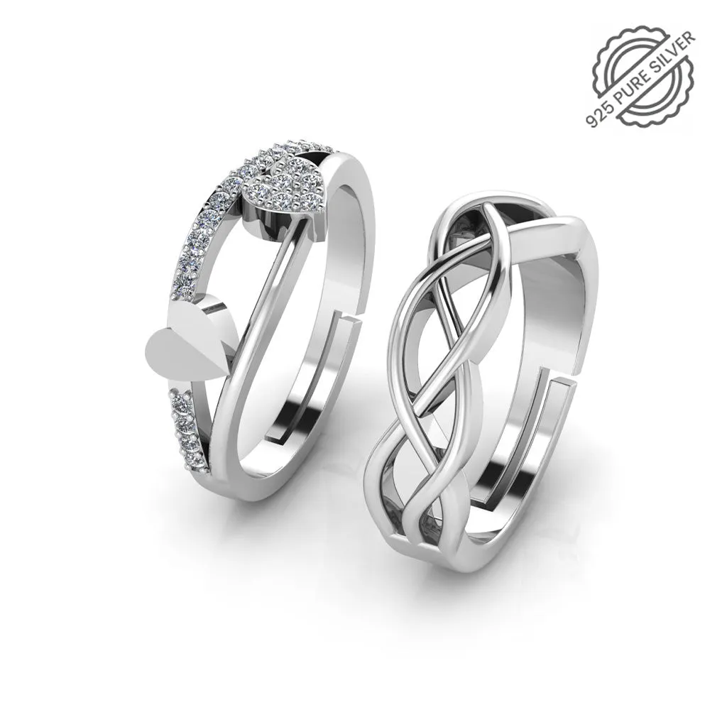 925 Pure Silver Zircon Celtic Knot Ring For Couple's