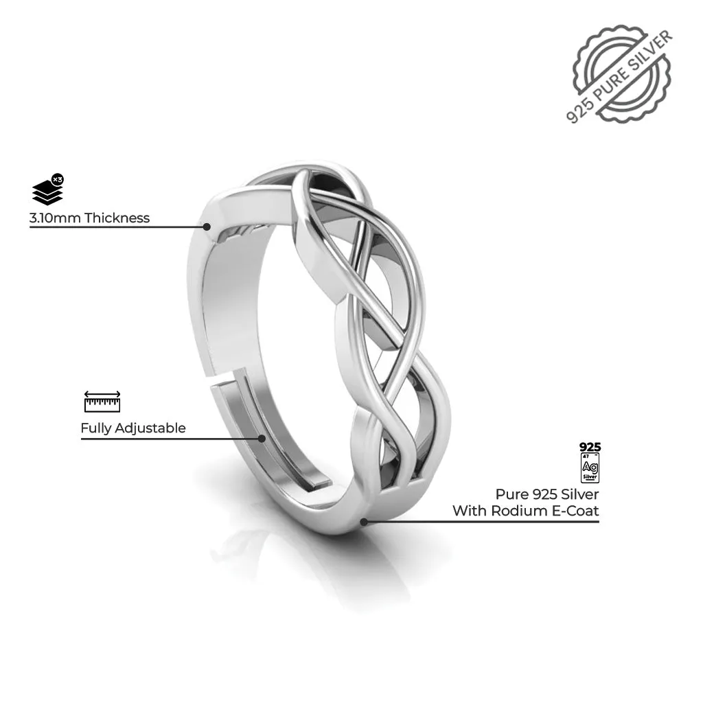 925 Pure Silver Zircon Celtic Knot Ring For Couple's