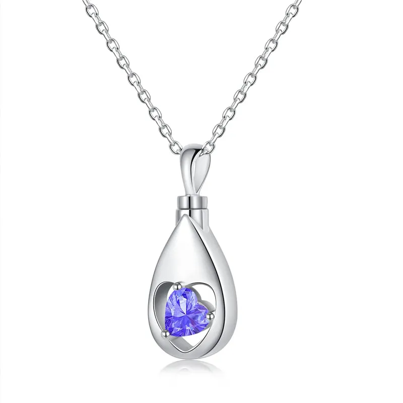 925 Sterling Silver Urn Necklaces for Ashes CZ Teardrop Ashes Eternity Cremation Jewelry Urns Necklace Keepsake Memorial Gifts