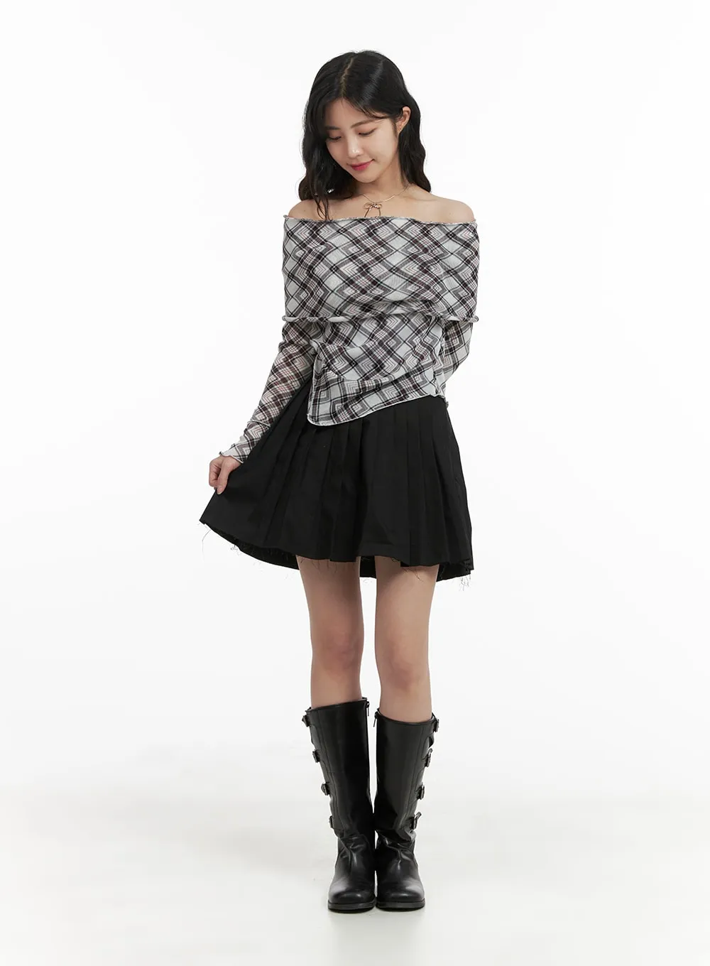 A-Line Pleated Mini Skirt OM422