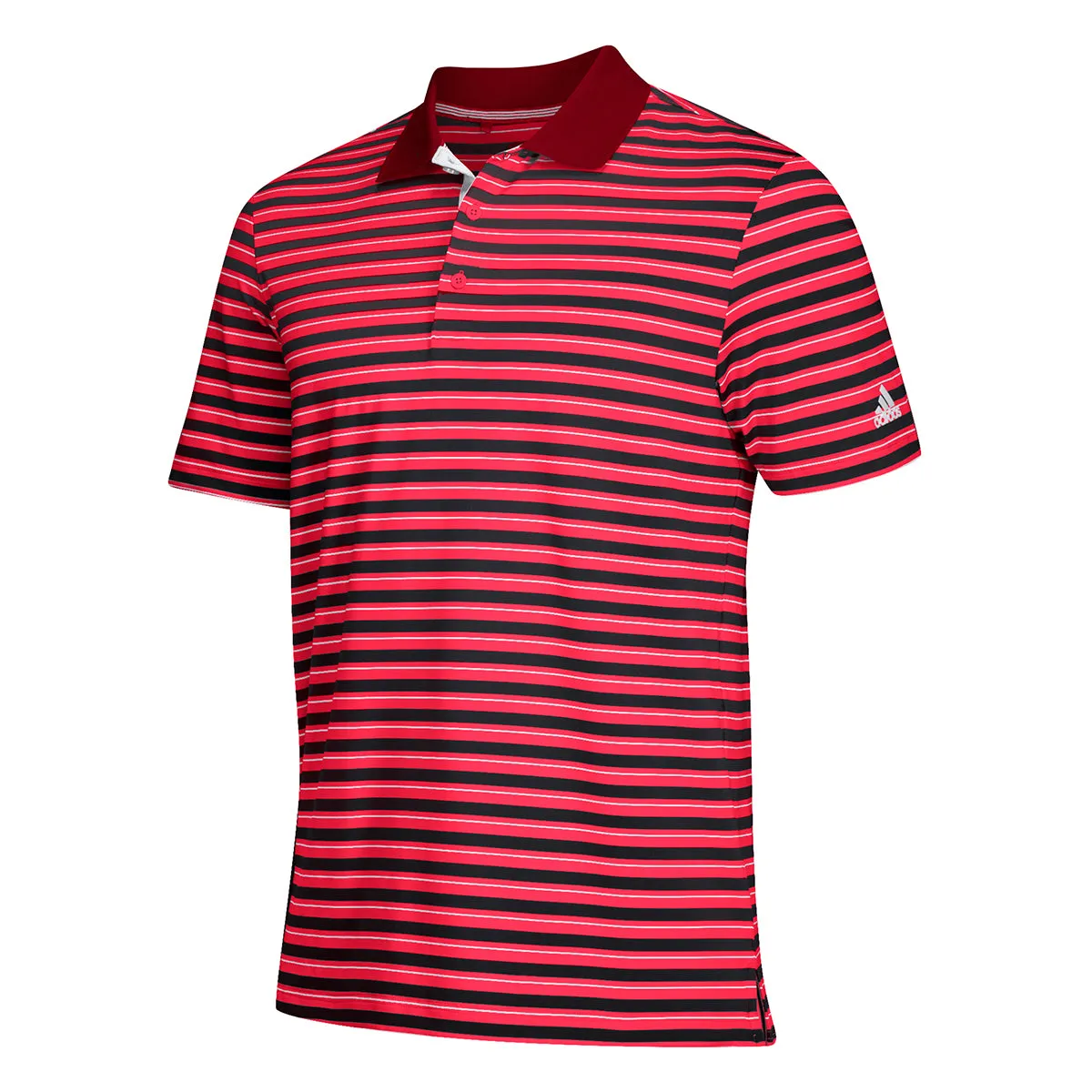 adidas Men's Power Red Ultimate 3 Stripe Polo