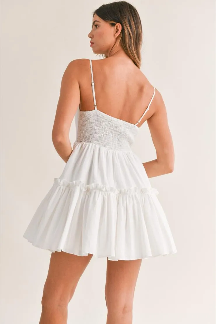 Aida Pleated Ruffled Babydoll Skater Dress