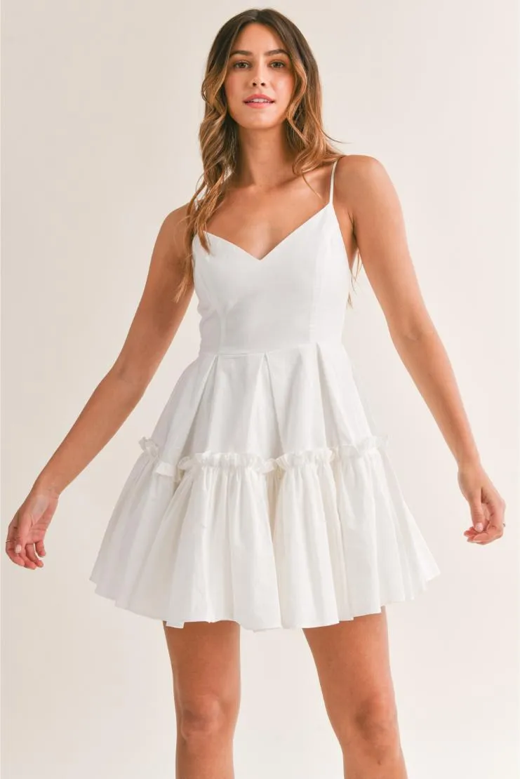 Aida Pleated Ruffled Babydoll Skater Dress