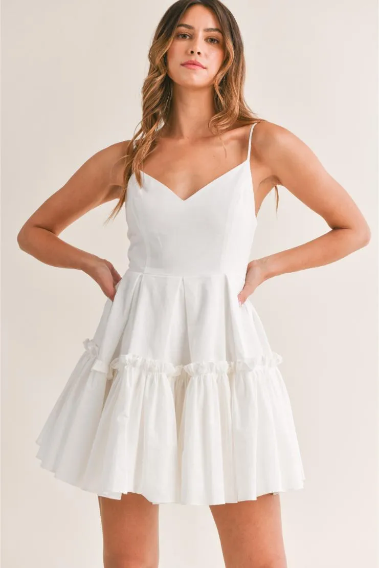 Aida Pleated Ruffled Babydoll Skater Dress