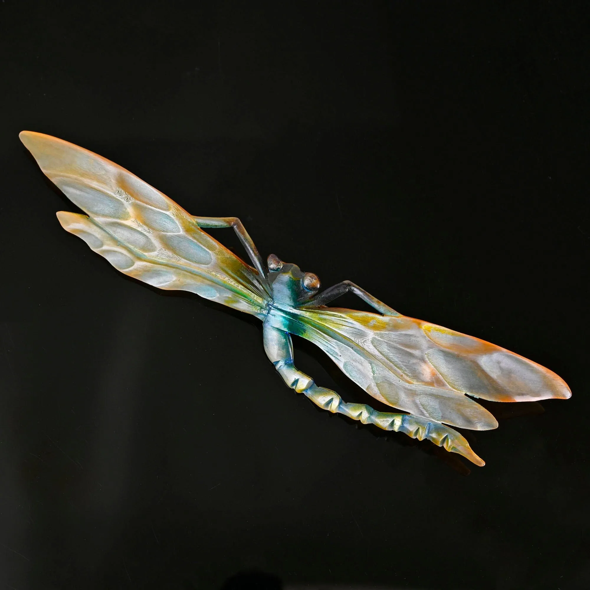 Antique Art Nouveau Carved Horn Dragonfly Brooch