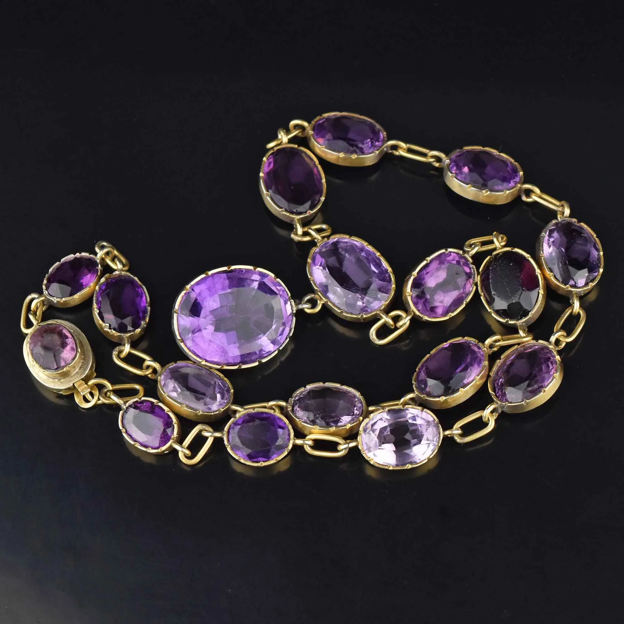 Antique Victorian Natural Amethyst Riviere Choker Necklace