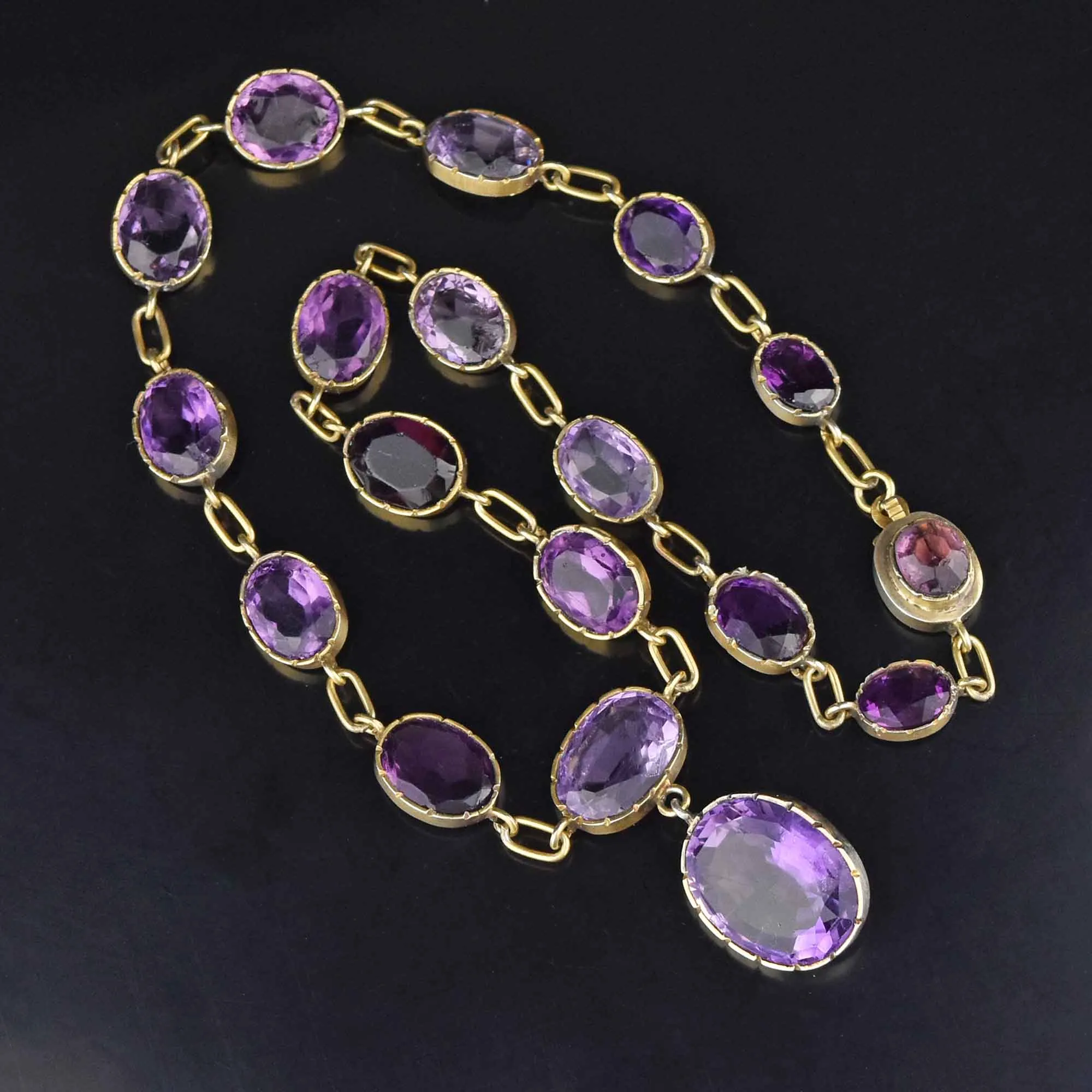 Antique Victorian Natural Amethyst Riviere Choker Necklace