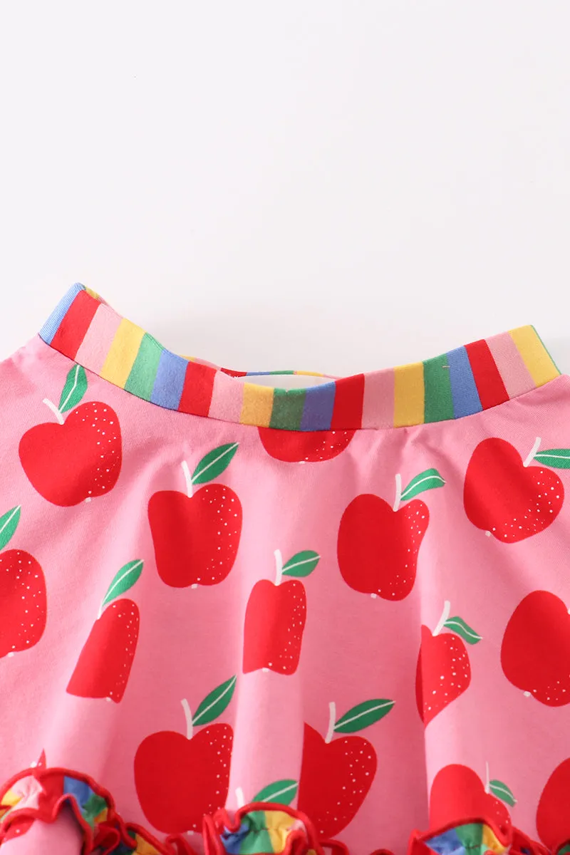 Apple print girl skirt set