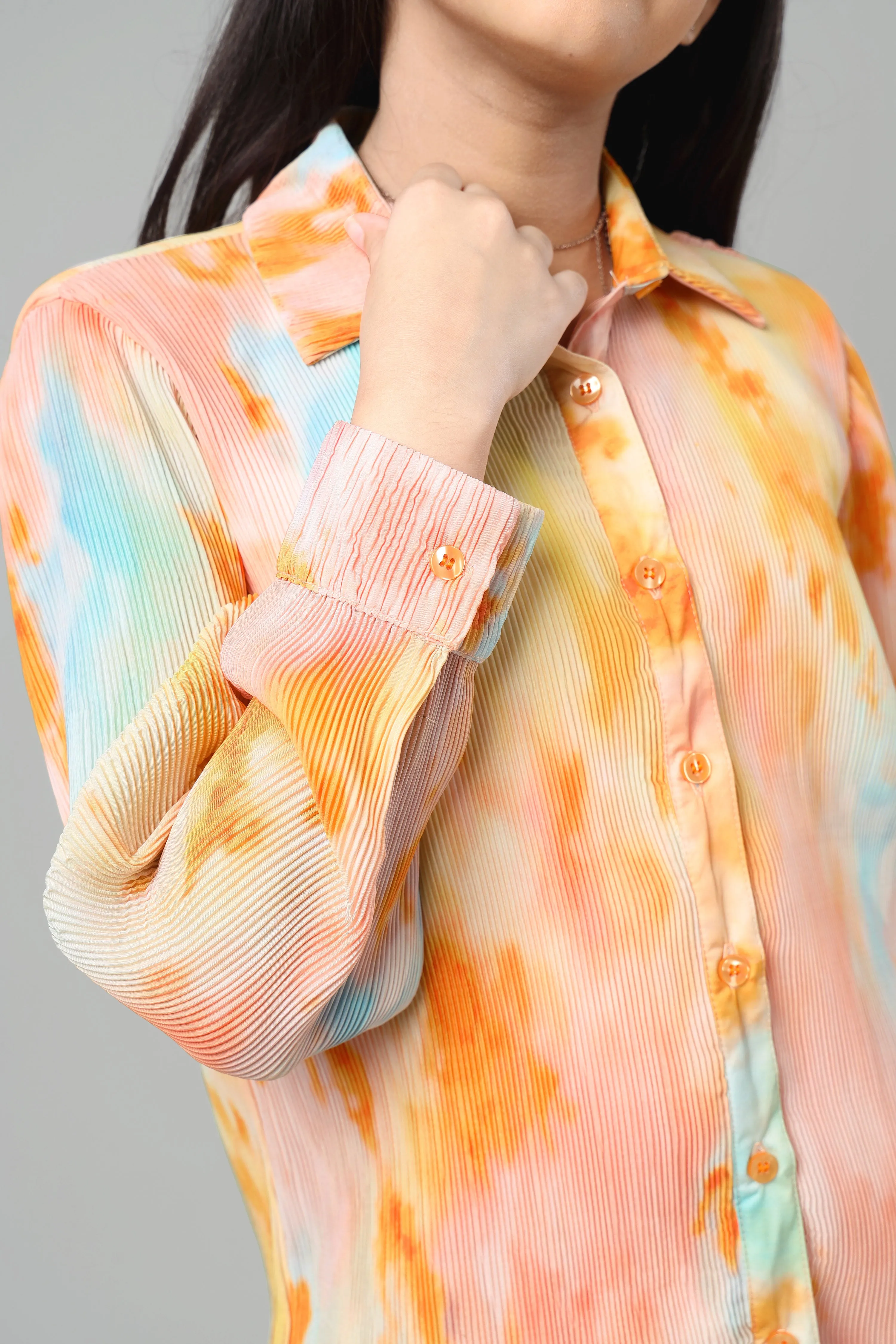 Bestselling Tie Dye Pleated Shirt For Girls