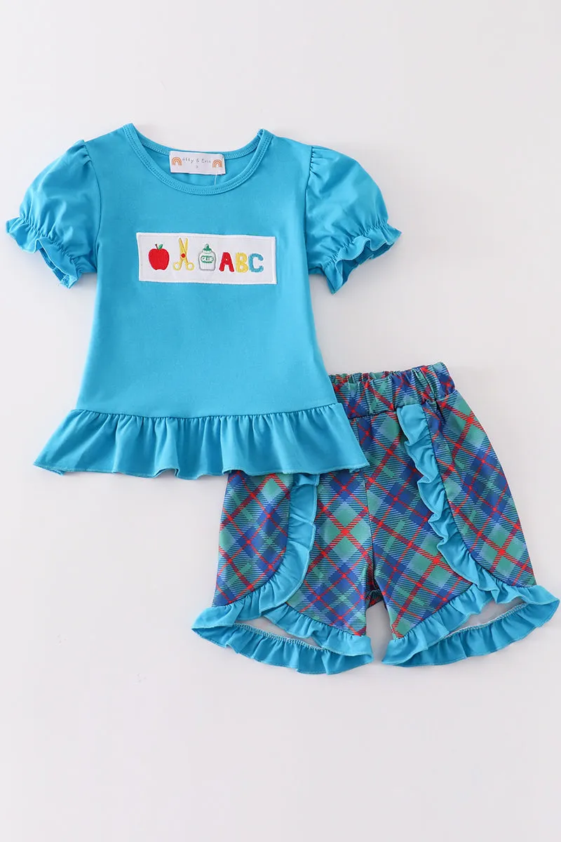 Blue apple ABC embroidery set