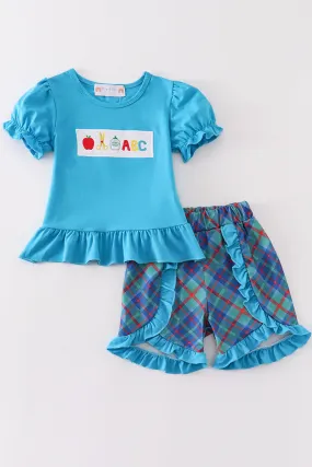 Blue apple ABC embroidery set