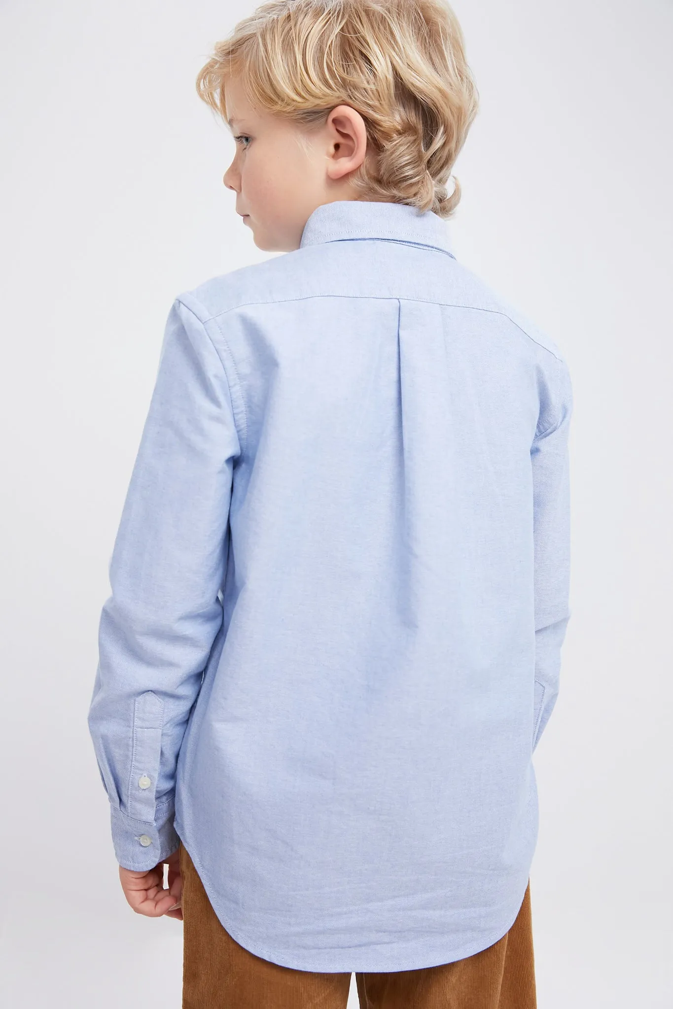 Boys Blue Long-Sleeve Oxford Button-Down Sportshirt