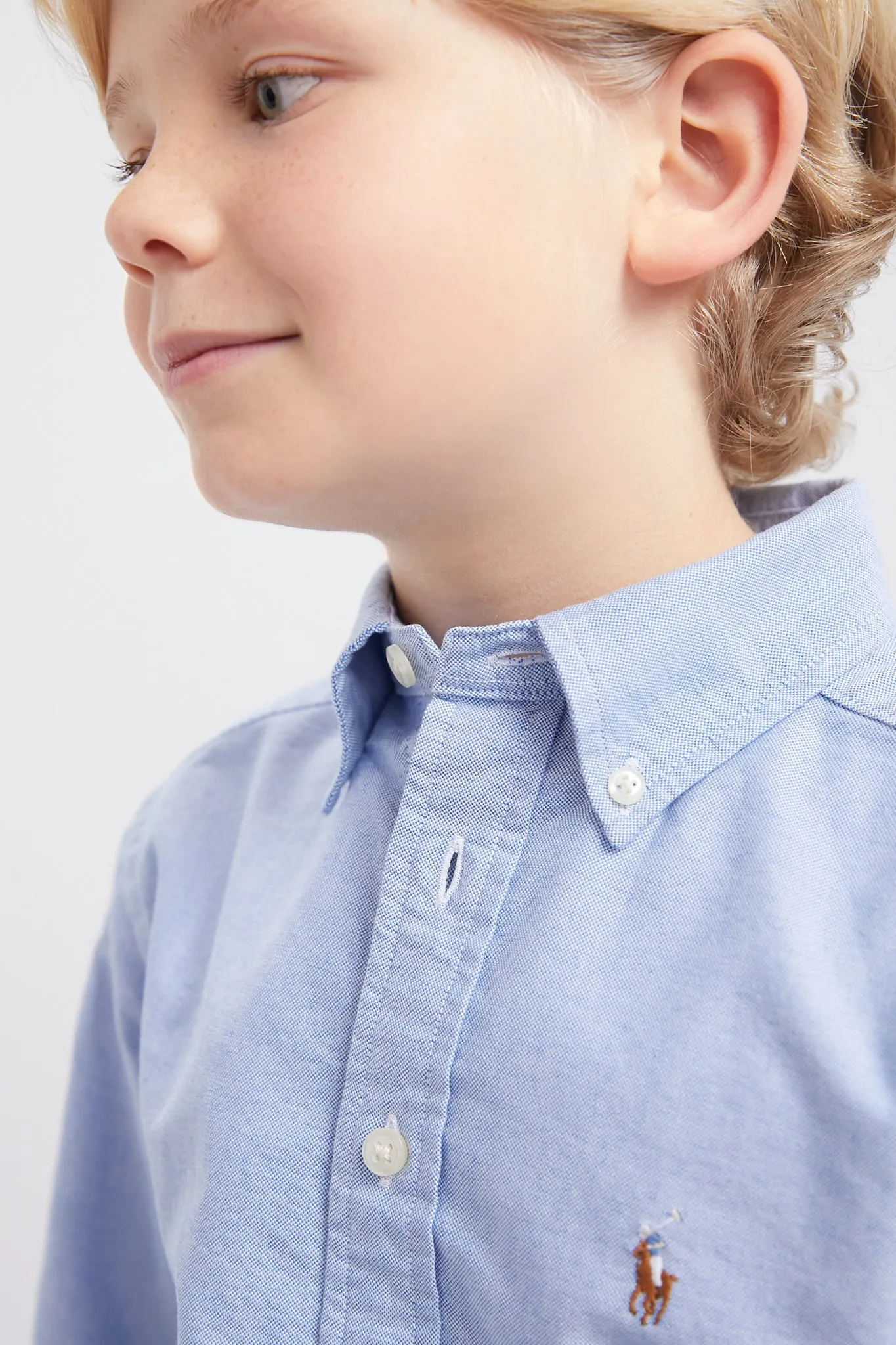 Boys Blue Long-Sleeve Oxford Button-Down Sportshirt