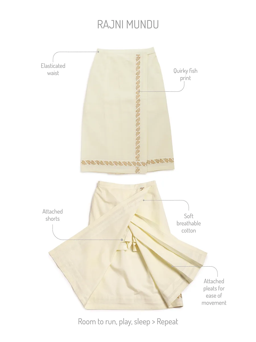 Boys Mundu Dhoti Shirt Set-Cream