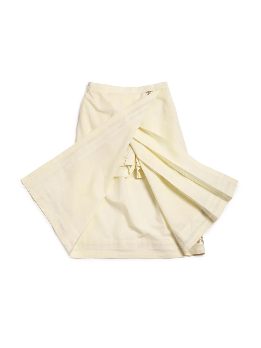 Boys Mundu Dhoti Shirt Set-Cream