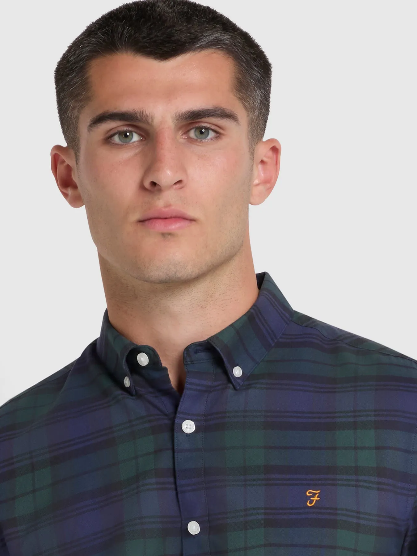 Brewer Slim Fit Check Organic Cotton Oxford Shirt In Woodland Pine