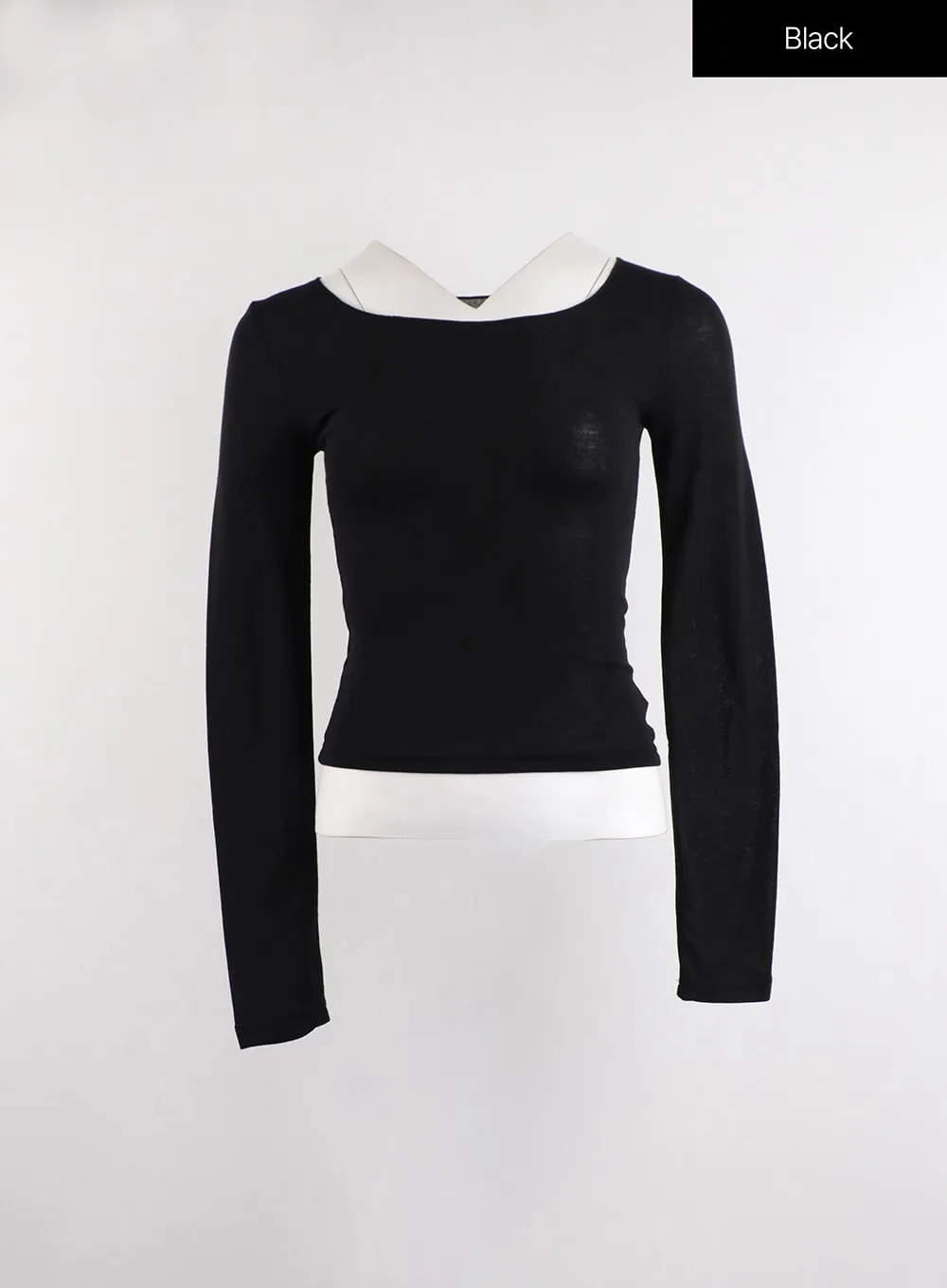 Casual U-Neck Long Sleeve Top CJ417