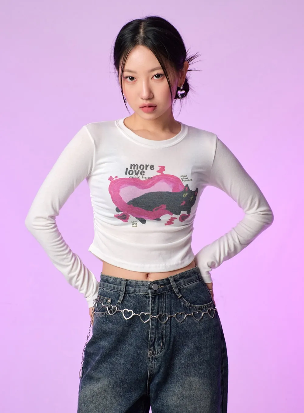 Cat Graphic Crop Tee IJ430