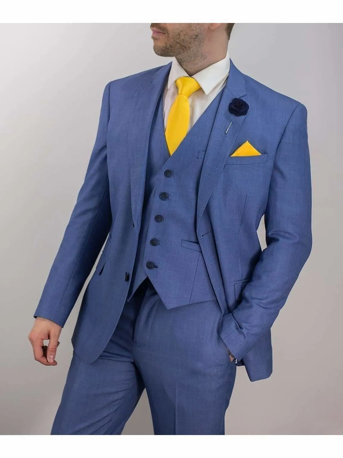 Cavani Blue Jay 3 Piece Sky Blue waistcoat