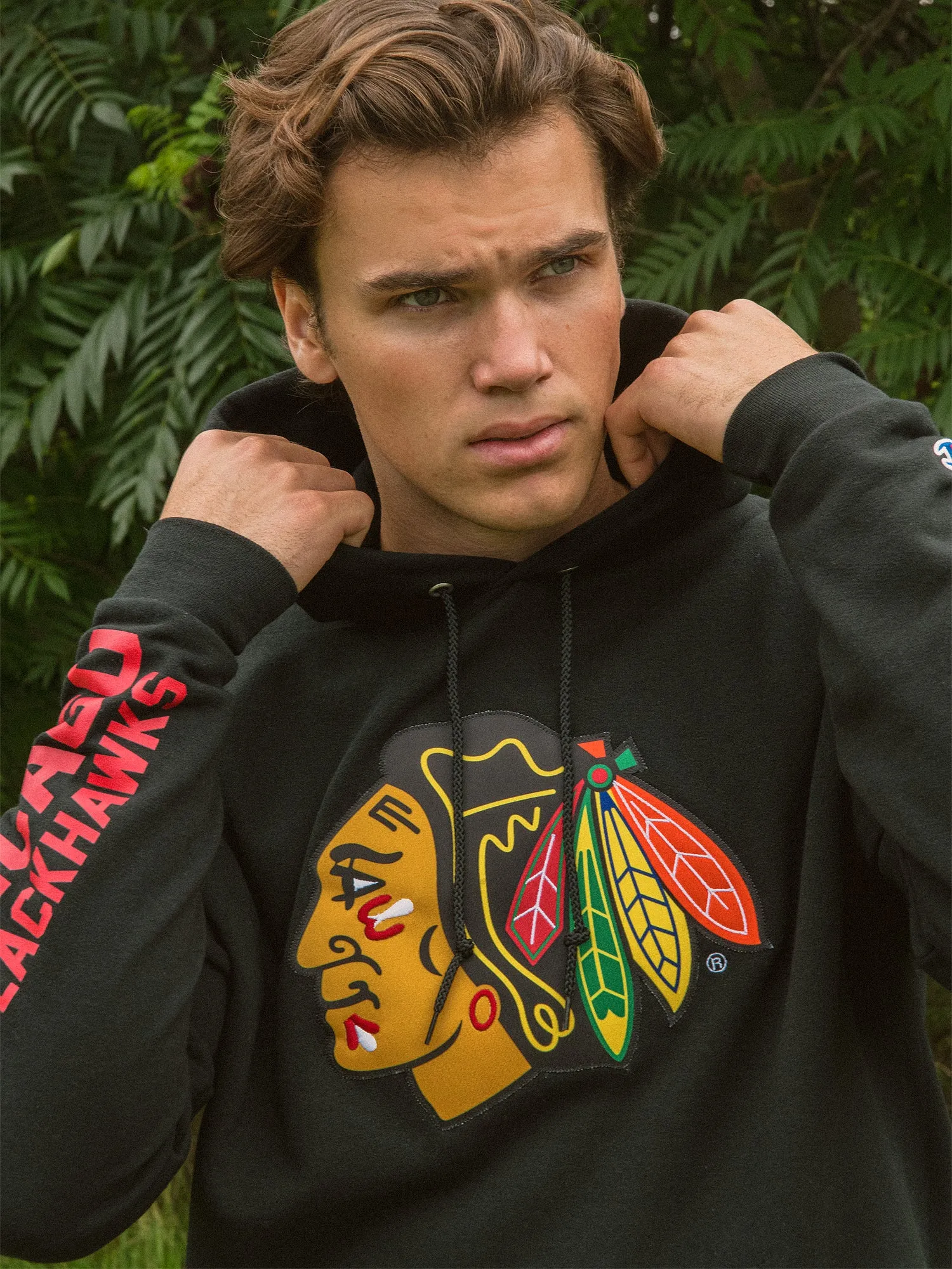 CHAMPION NHL CHICAGO BLACKHAWKS CENTER ICE PULLOVER HOODIE