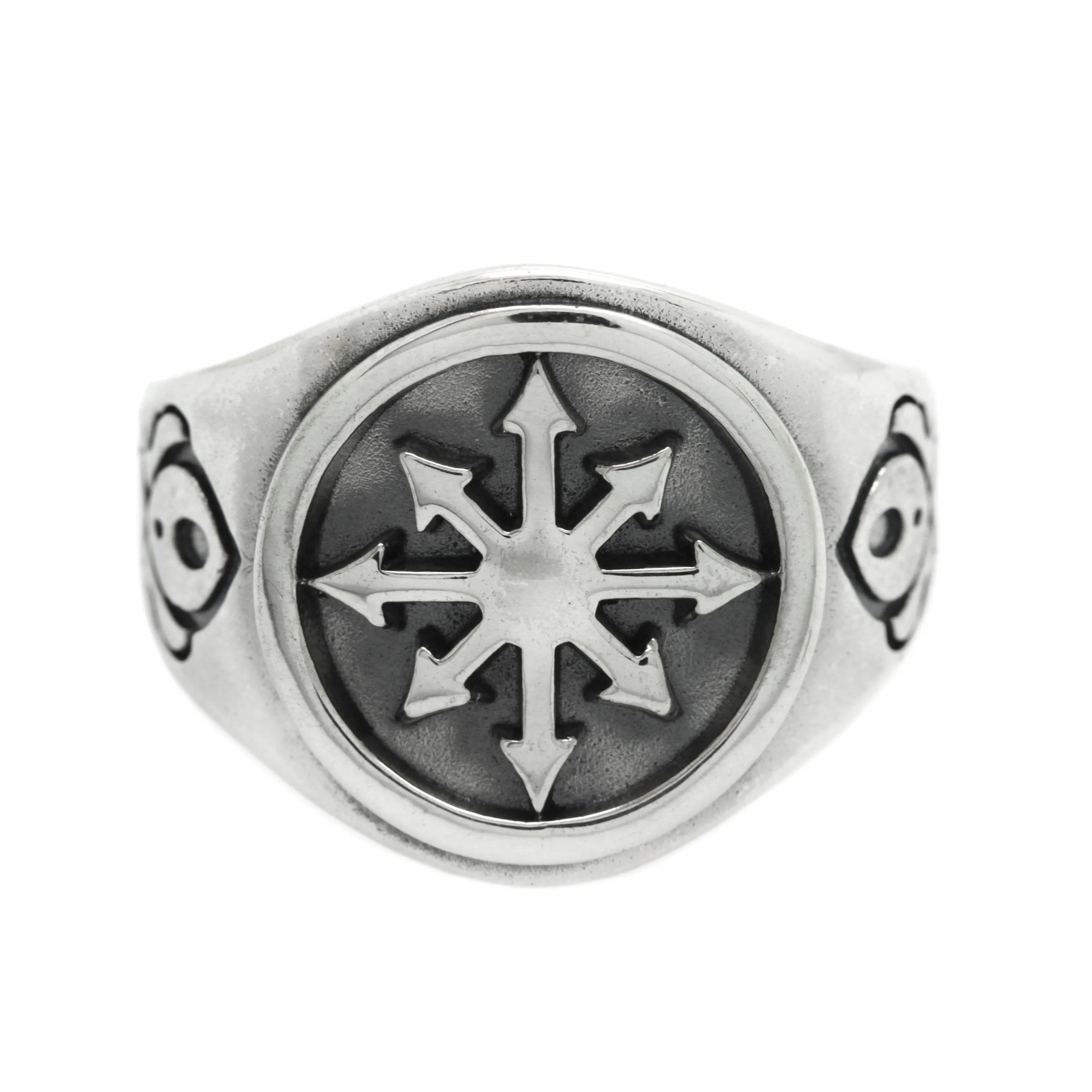 Chaos Magic Star Occult Men Signet Sterling Silver Ring