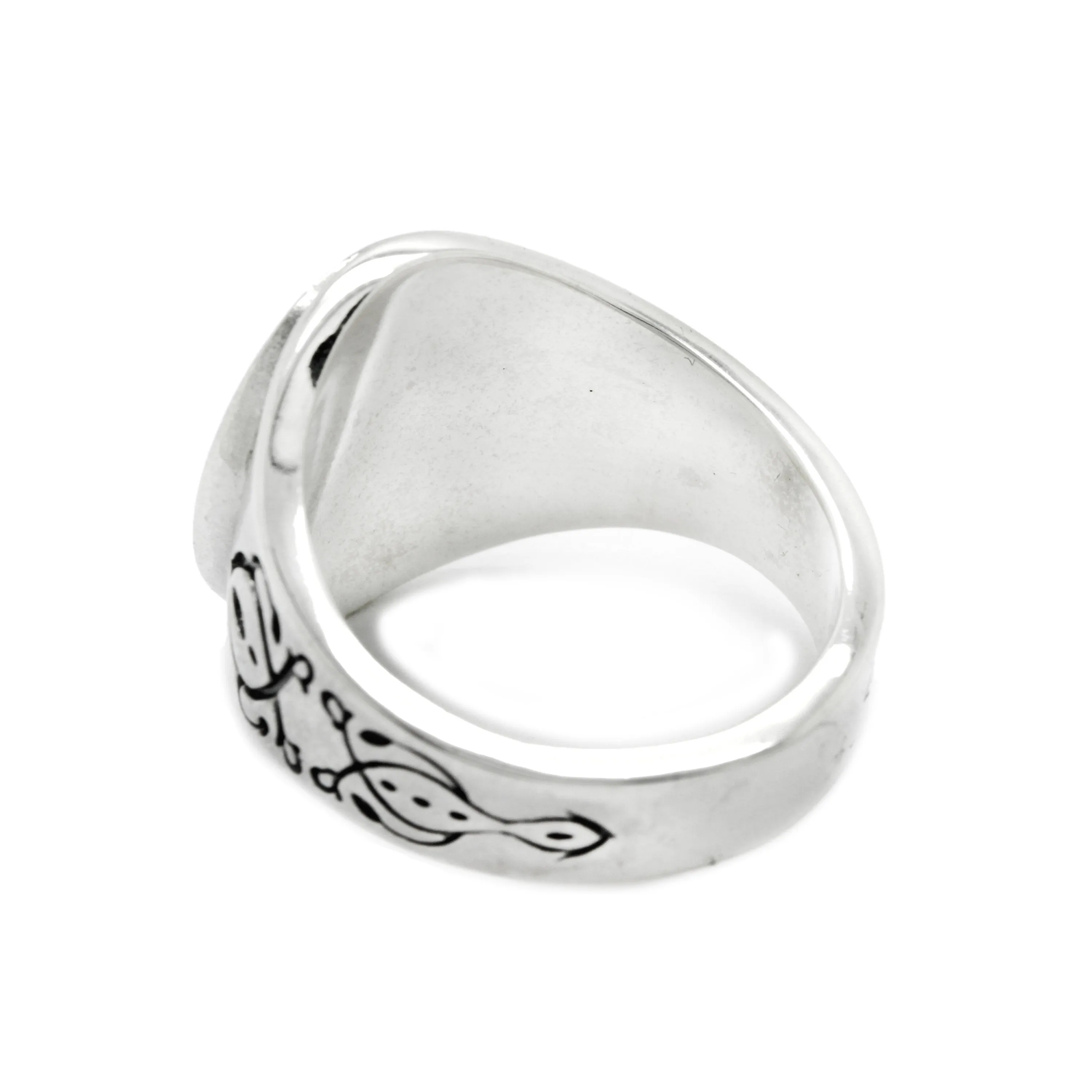 Chaos Magic Star Occult Men Signet Sterling Silver Ring