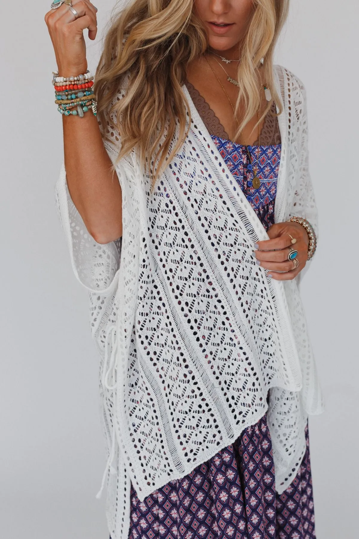 Chase Your Dreams Crochet Kimono - White