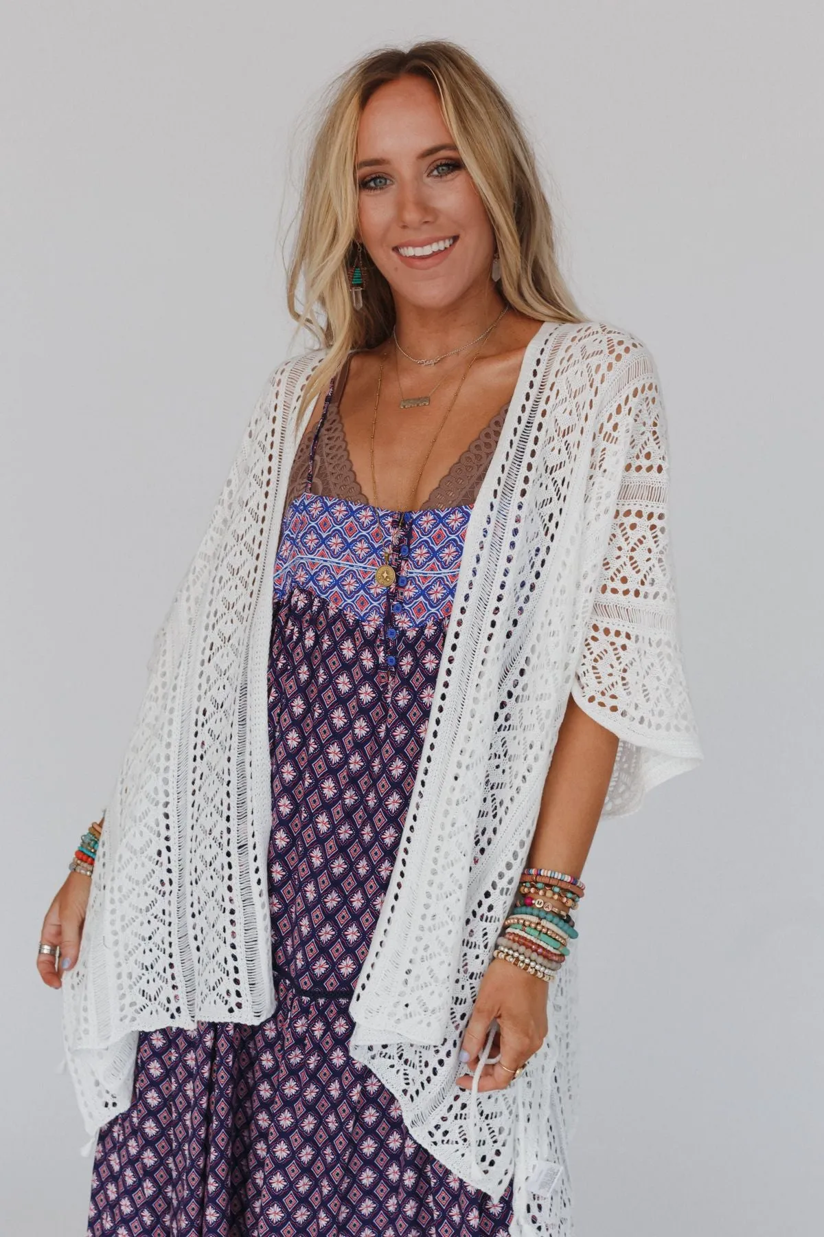 Chase Your Dreams Crochet Kimono - White