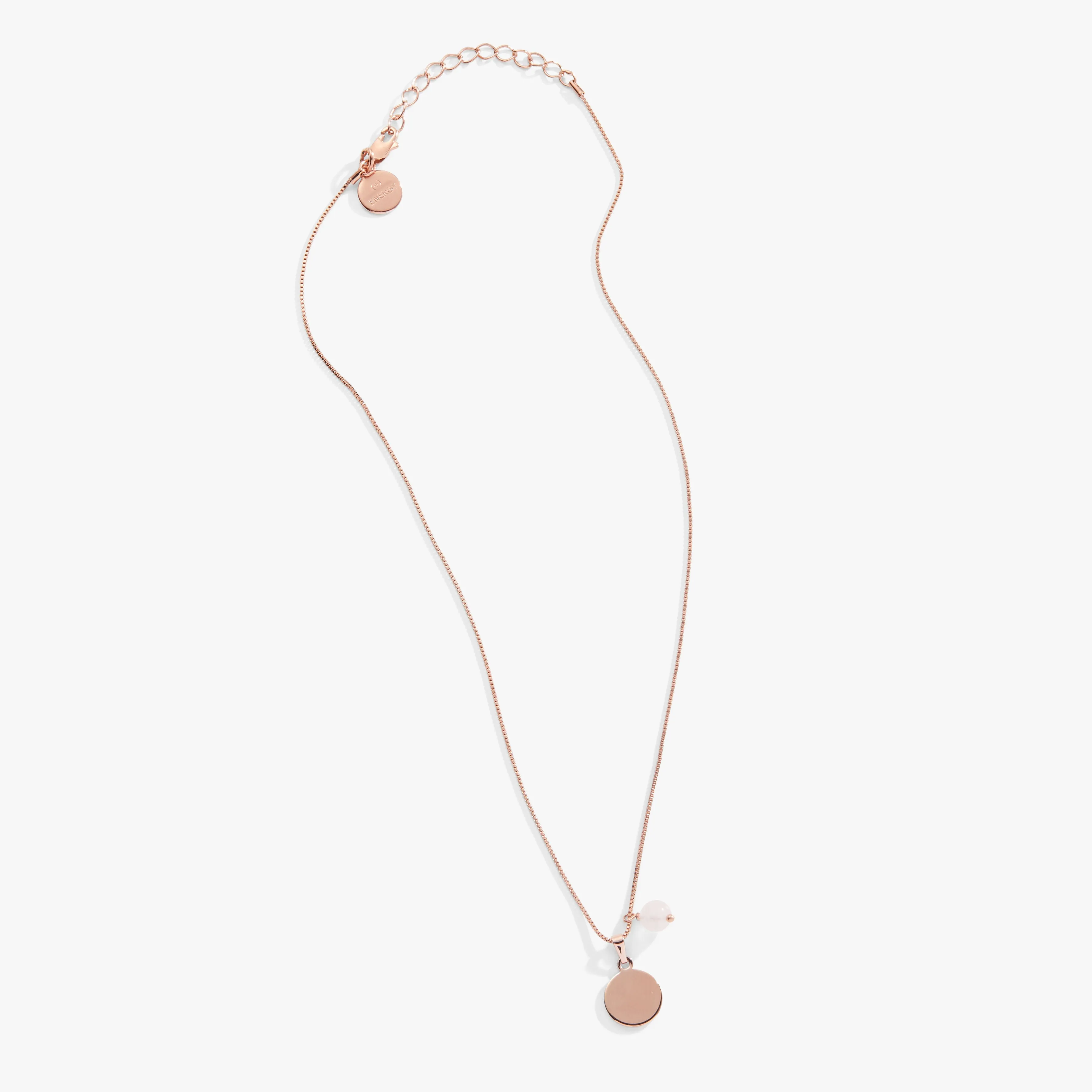 Circle Charm   Rose Quartz Bead Necklace