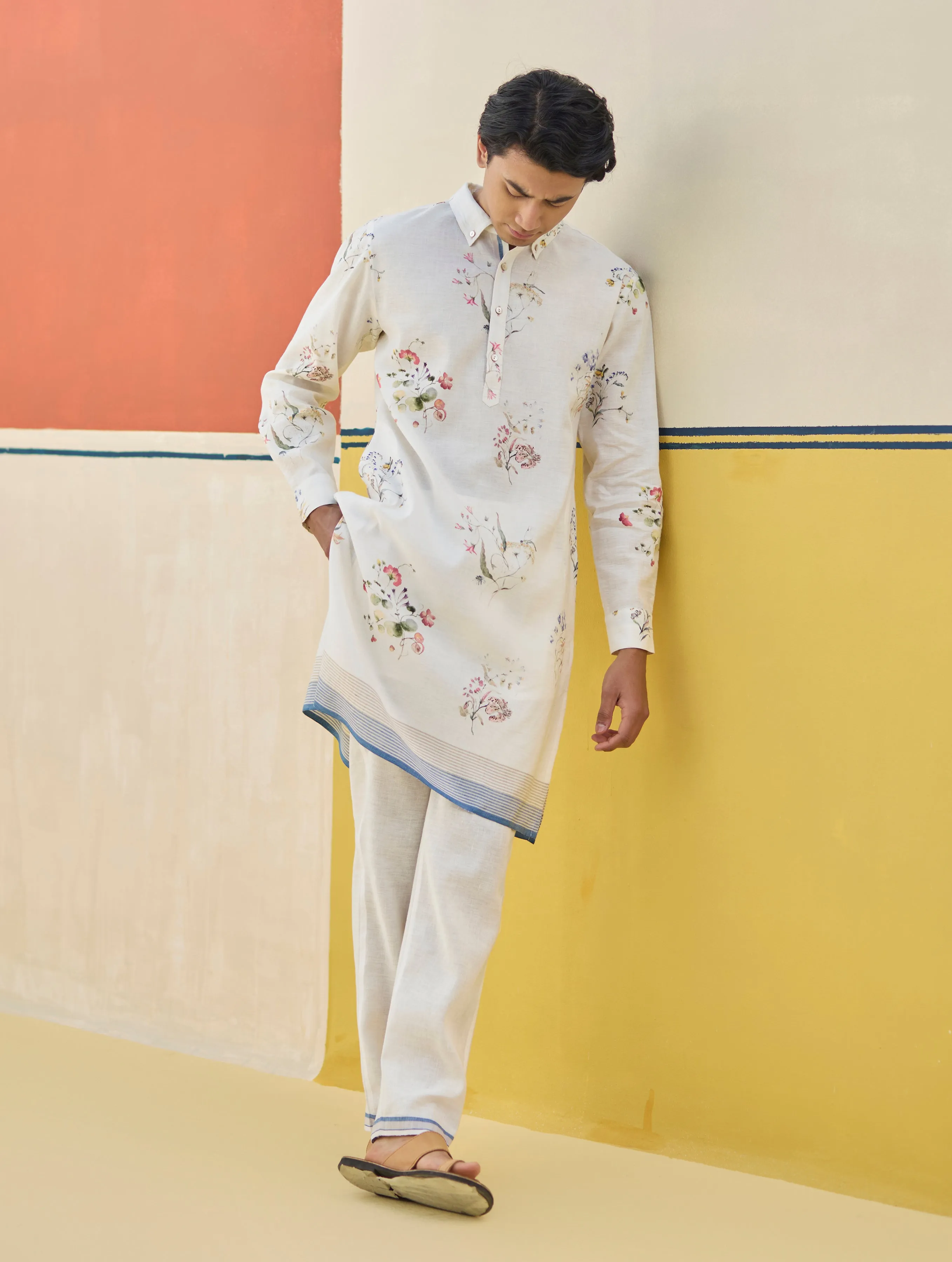 Ciro Floral Kurta Set - Ivory