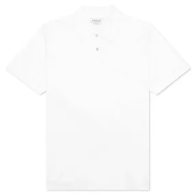 Classic FIt Polo with Logo Emblem Detail - Optic White