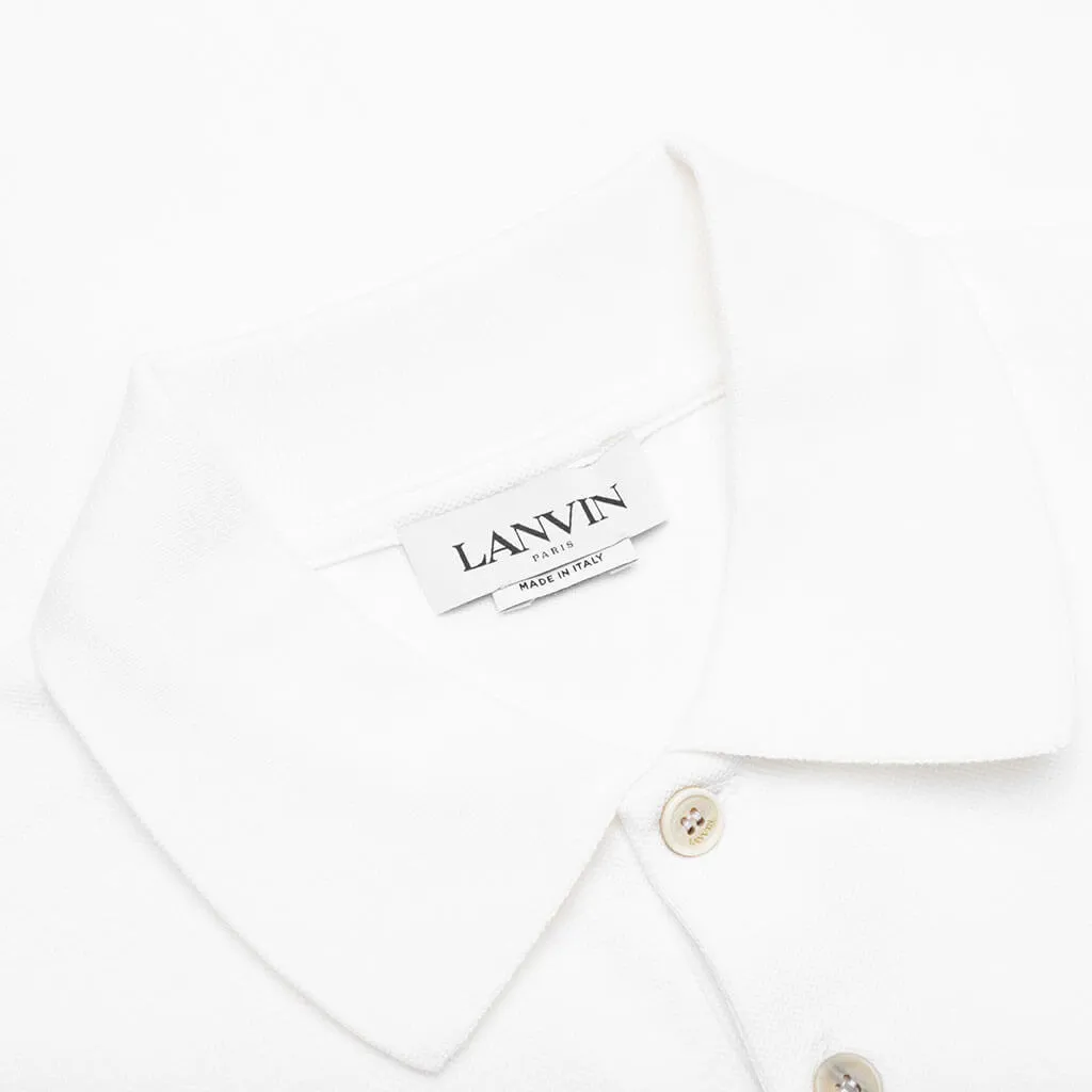 Classic FIt Polo with Logo Emblem Detail - Optic White