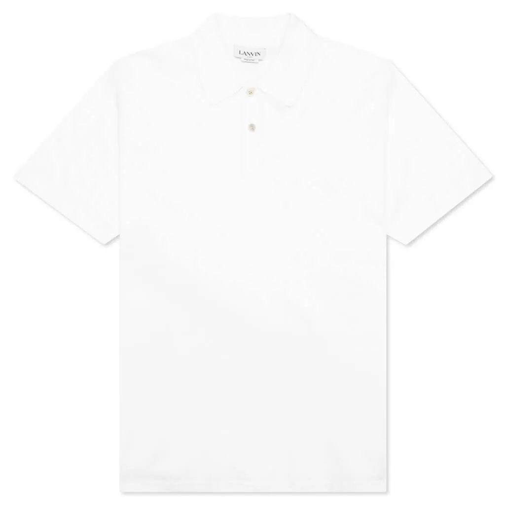 Classic FIt Polo with Logo Emblem Detail - Optic White