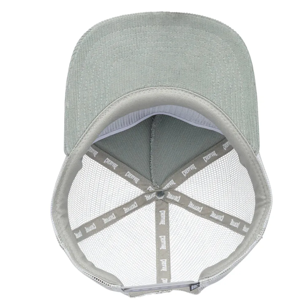 Creature Bonehead Flame Mesh Trucker Mid Profile Hat Grey