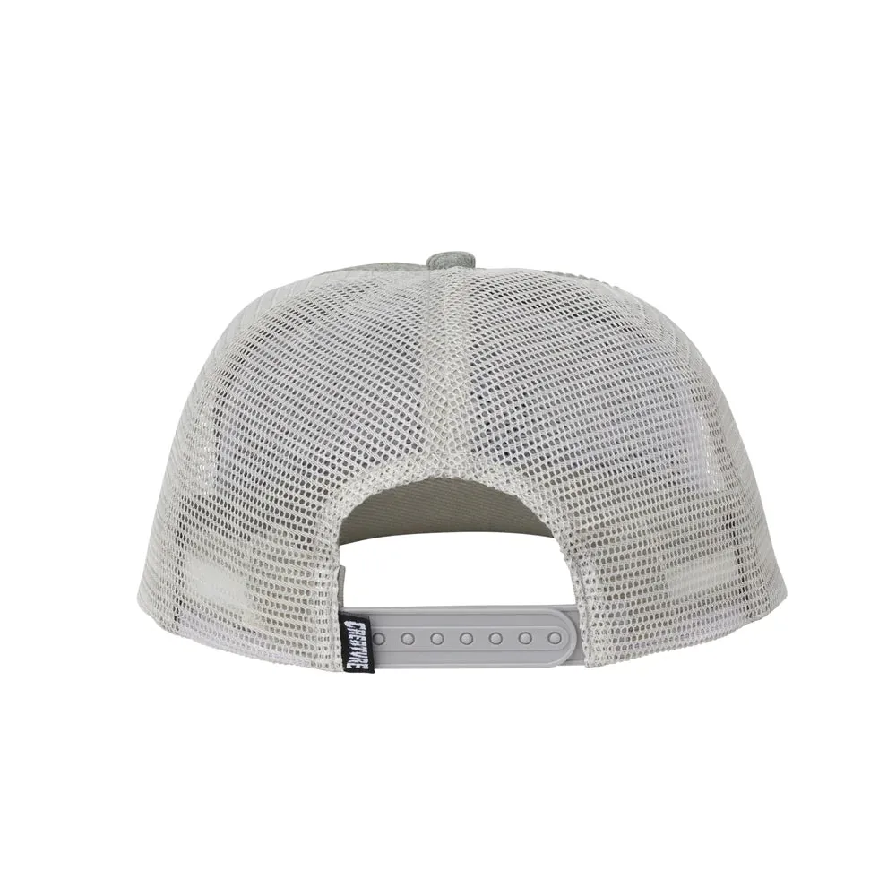 Creature Bonehead Flame Mesh Trucker Mid Profile Hat Grey