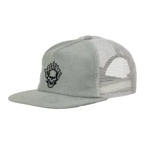 Creature Bonehead Flame Mesh Trucker Mid Profile Hat Grey