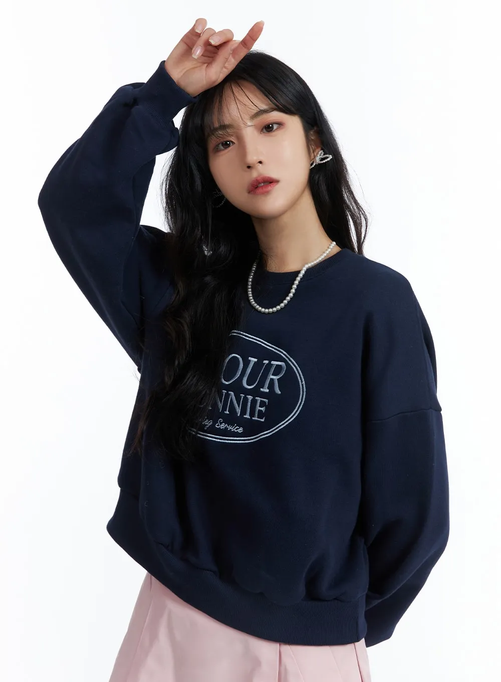 Crew Neck Lettering Sweatshirt OJ424