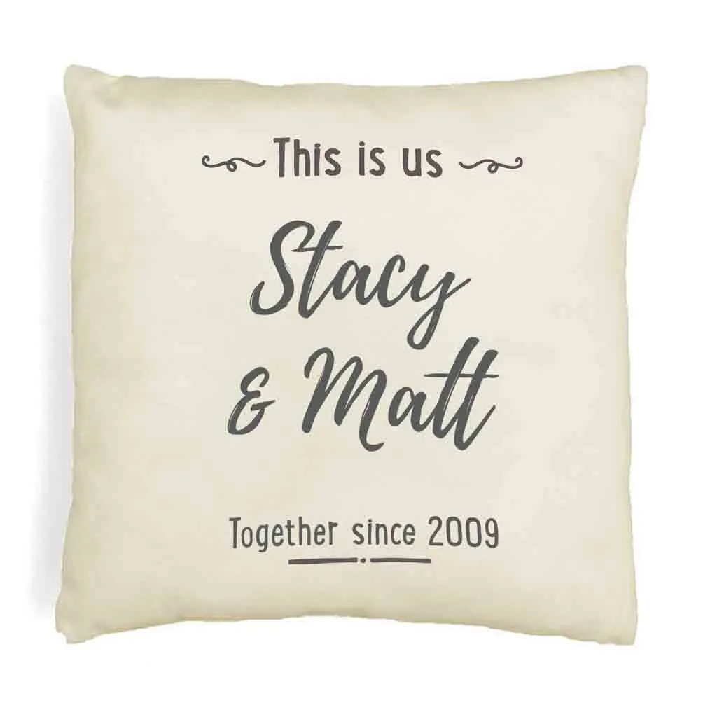 Custom Printed Accent Pillow Cover with Name(s) and Date