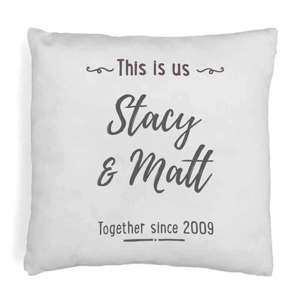 Custom Printed Accent Pillow Cover with Name(s) and Date