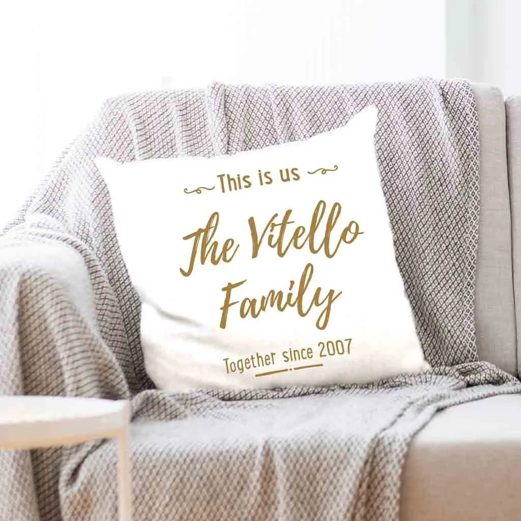 Custom Printed Accent Pillow Cover with Name(s) and Date