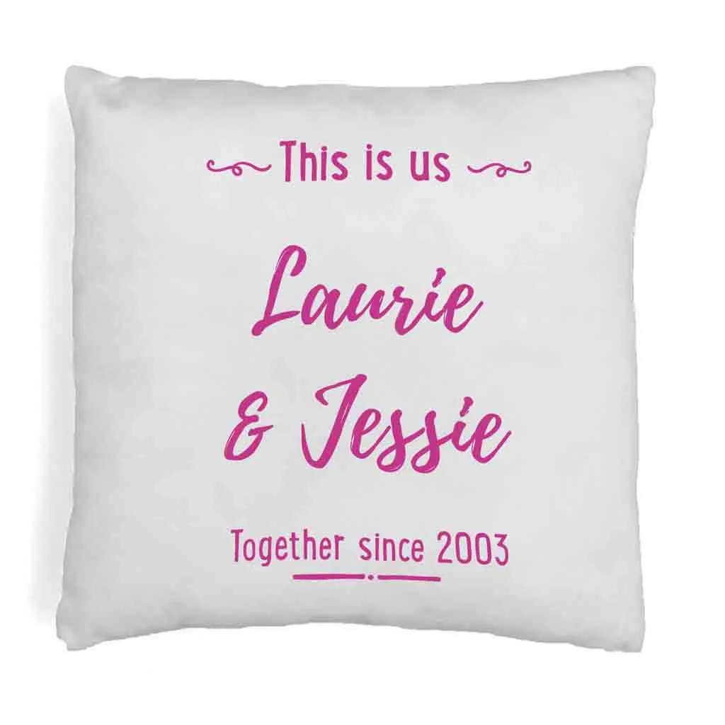 Custom Printed Accent Pillow Cover with Name(s) and Date