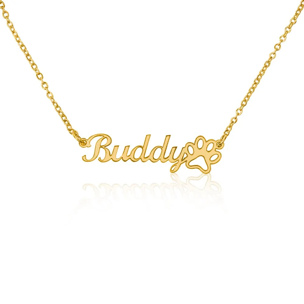 Customized Name Necklace, Paw Print Name Necklace for Dog and Cat Lovers