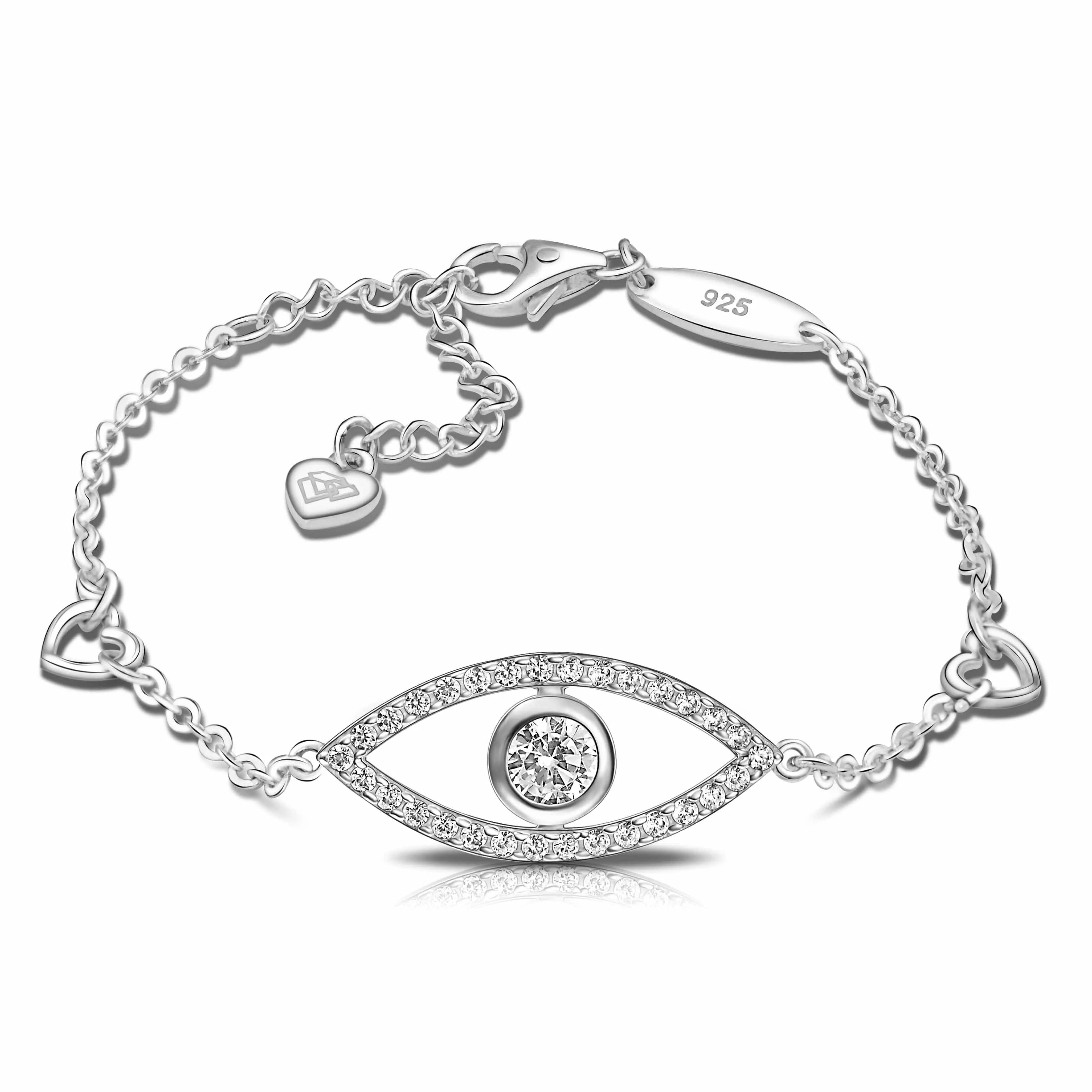 CZ Evil Eye Bracelet Silver