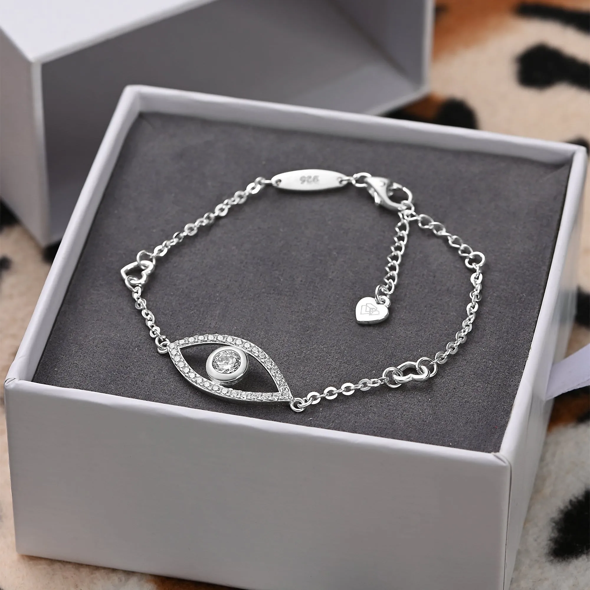 CZ Evil Eye Bracelet Silver