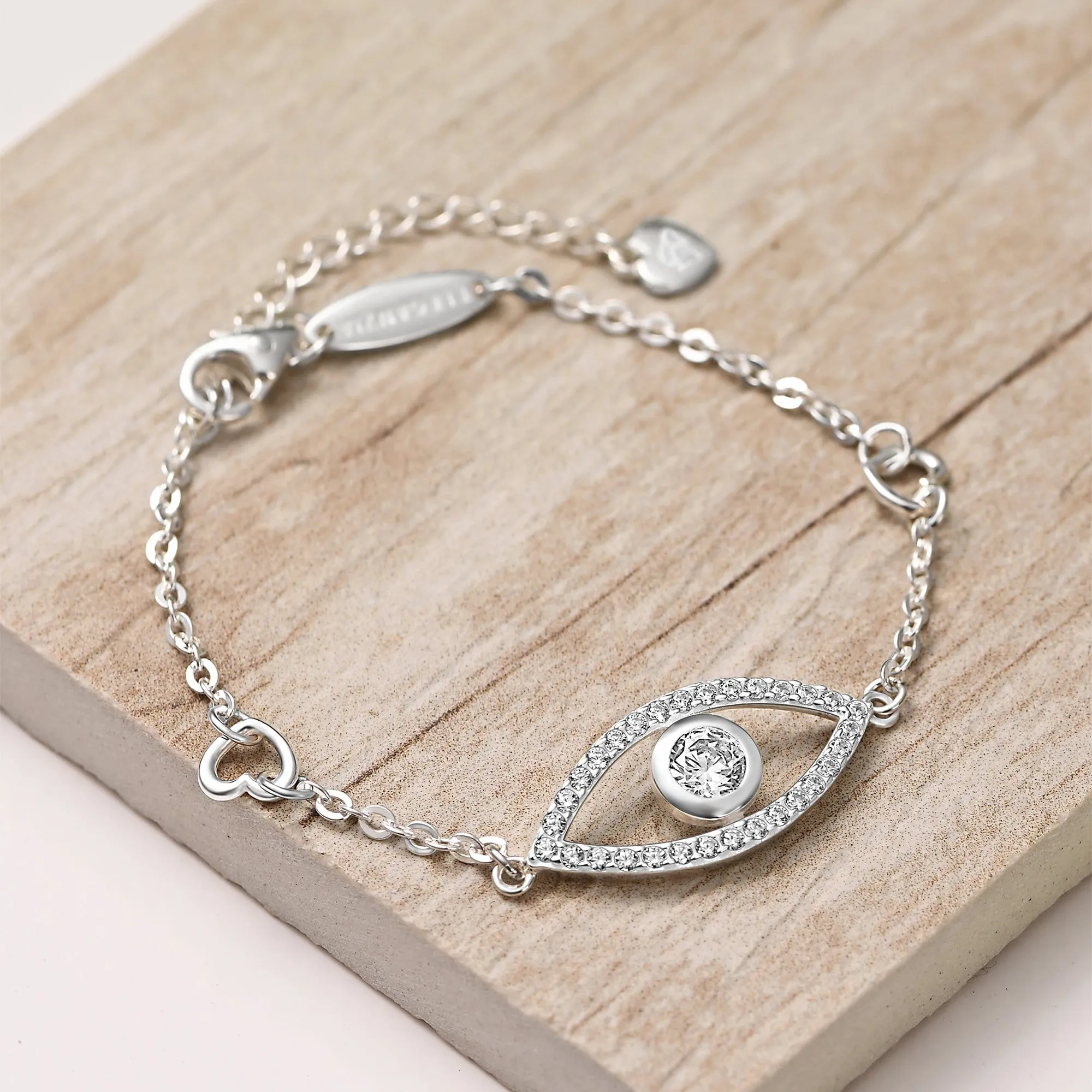 CZ Evil Eye Bracelet Silver