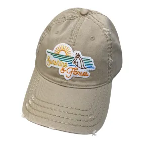 Dapplebay 'Sunshine and Horses' Hat in Distressed Beige - One Size