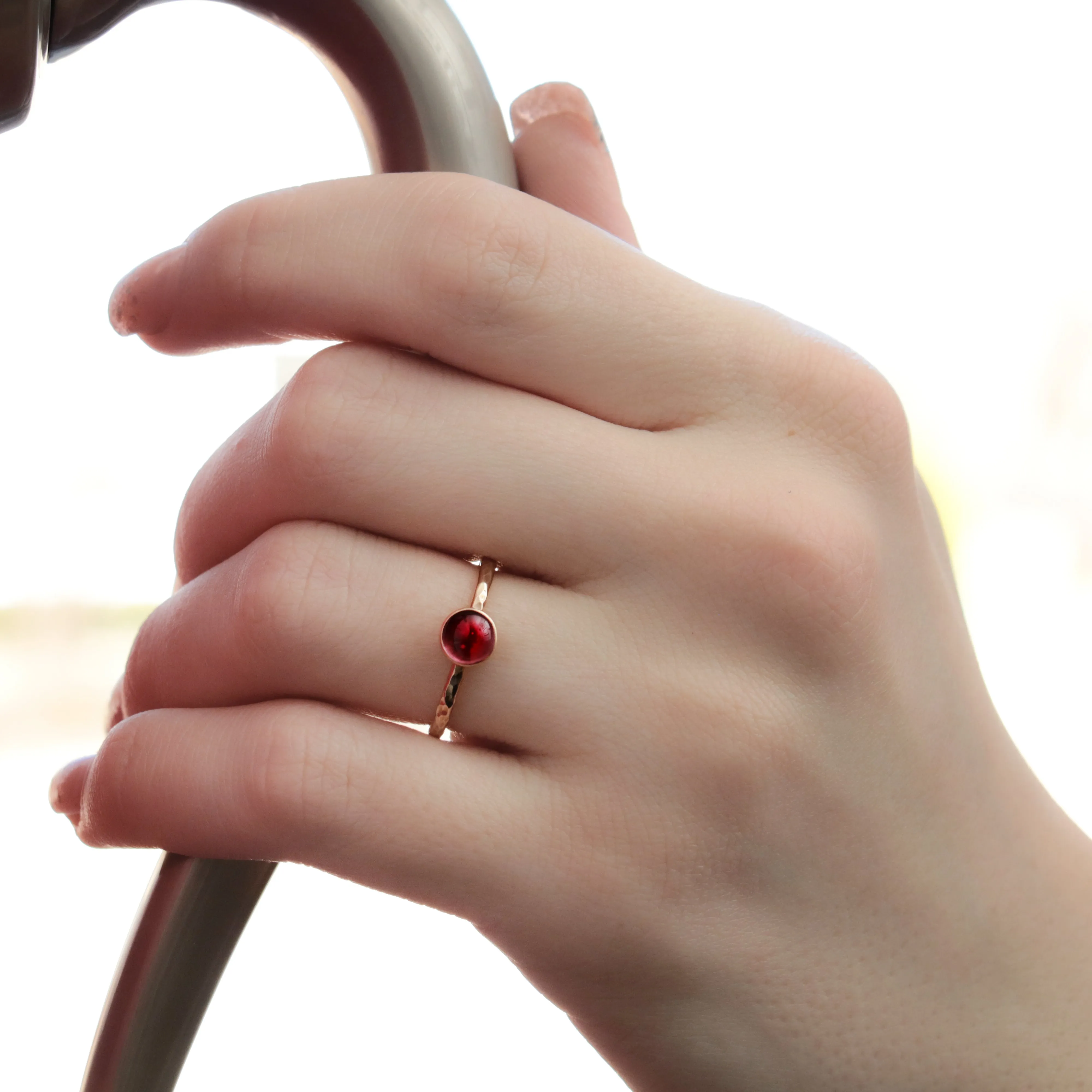 Delicate 14 K Gold Filled Garnet Stacking Promise Ring | Moonkist Designs