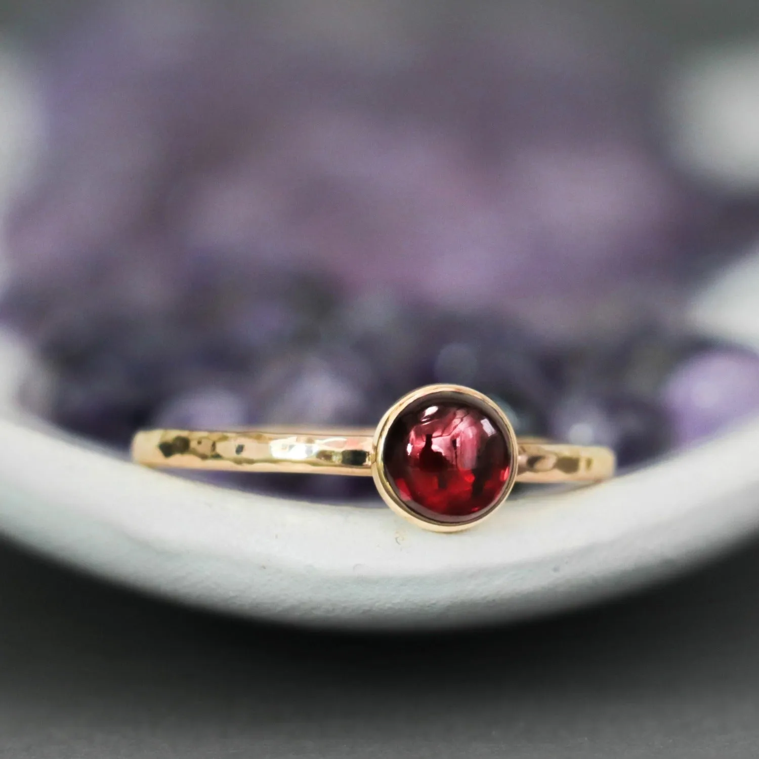 Delicate 14 K Gold Filled Garnet Stacking Promise Ring | Moonkist Designs